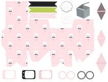 Plantilla de la caja de regalo, sistema del partido de Pascua ilustración del vector Plantilla de la caja de regalo, sistema del partido de Pascua ilustración del vector