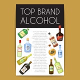 Plantilla de la carta de vinos de la bandera de Alccohol para el ejemplo del vector del diseño del menú de la barra o del restaur stock de ilustración Plantilla de la carta de vinos de la bandera de Alccohol para el ejemplo del vector del diseño del menú de la barra o del restaur stock de ilustración