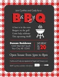 Plantilla de la fiesta de bienvenida al bebé de la barbacoa del bebé-q stock de ilustración Plantilla de la fiesta de bienvenida al bebé de la barbacoa del bebé-q stock de ilustración
