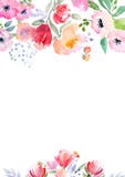 Plantilla de la tarjeta de las rosas de la acuarela libre illustration Plantilla de la tarjeta de las rosas de la acuarela libre illustration