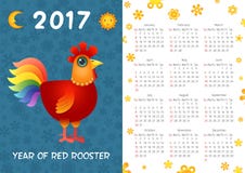 Plantilla del calendario del gallo ilustración del vector Plantilla del calendario del gallo ilustración del vector