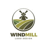 Plantilla del diseño del logotipo de la granja del molino de viento libre illustration Plantilla del diseño del logotipo de la granja del molino de viento libre illustration