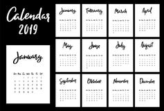 Plantilla del diseño del vector del calendario 2019 La semana empieza de domingo stock de ilustración Plantilla del diseño del vector del calendario 2019 La semana empieza de domingo stock de ilustración