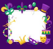 Plantilla del marco de Mardi Gras con el espacio para el texto Cartel del carnaval, aviador, invitación ilustración del vector Plantilla del marco de Mardi Gras con el espacio para el texto Cartel del carnaval, aviador, invitación ilustración del vector