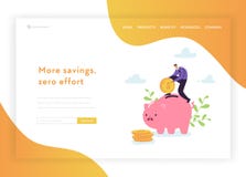 Plantilla financiera de la página del aterrizaje del crecimiento de la inversión Hombre de negocios plano Character Saving Money ilustración del vector Plantilla financiera de la página del aterrizaje del crecimiento de la inversión Hombre de negocios plano Character Saving Money ilustración del vector