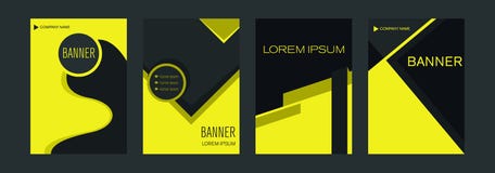 Plantillas para las banderas verticales de la web con los elementos amarillos y negros que entrecruzan líneas y el espacio para u ilustración del vector Plantillas para las banderas verticales de la web con los elementos amarillos y negros que entrecruzan líneas y el espacio para u ilustración del vector