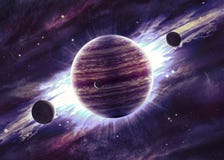 Planètes au-dessus des nébuleuses dans l'espace illustration libre de droits Planètes au-dessus des nébuleuses dans l'espace illustration libre de droits