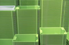 Plastic green containers stacked in several rows royalty free stock photo Plastic green containers stacked in several rows royalty free stock photo