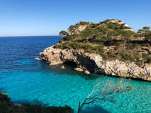 Playa De Formentor Cala Pi De Los angeles Posada, pi?kna pla?a przy nakr?tk? Formentor, Palma Mallorca, Hiszpania obrazy stock Playa De Formentor Cala Pi De Los angeles Posada, pi?kna pla?a przy nakr?tk? Formentor, Palma Mallorca, Hiszpania obrazy stock