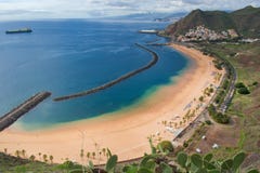 Playa de Las Teresitas, Tenerife kanariefågelöar, Spanien fotografering för bildbyråer Playa de Las Teresitas, Tenerife kanariefågelöar, Spanien fotografering för bildbyråer