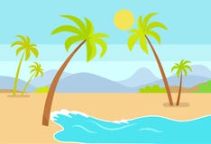 Playa tropical del cartel de Seaview de la costa costa, arena de mar libre illustration Playa tropical del cartel de Seaview de la costa costa, arena de mar libre illustration