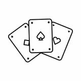 Playing cards icon, outline style stock illustration Playing cards icon, outline style stock illustration