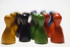 Playing piece meeples as humans in the real world royalty free stock photography Playing piece meeples as humans in the real world royalty free stock photography