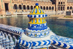Plaza de Espana Balustrad detalj, Sevilla, Spanien royaltyfri bild Plaza de Espana Balustrad detalj, Sevilla, Spanien royaltyfri bild
