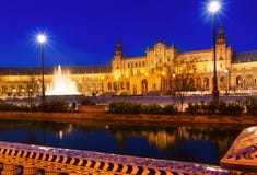 Plaza de Espana in night. Sevilla, Spain Royalty Free Stock Image Plaza de Espana in night. Sevilla, Spain Royalty Free Stock Image