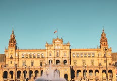 Plaza de Espana, quadrato della Spagna a Sevilla fotografie stock Plaza de Espana, quadrato della Spagna a Sevilla fotografie stock
