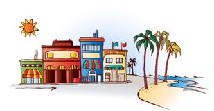 Plaża z sklepami ilustracji Plaża z sklepami ilustracji