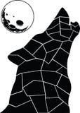 Pleine lune Loup noir et blanc illustration de vecteur Pleine lune Loup noir et blanc illustration de vecteur