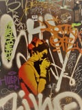 Plenerowa sztuka i graffitis w ulicie Barcelona, Hiszpania zdjęcia stock Plenerowa sztuka i graffitis w ulicie Barcelona, Hiszpania zdjęcia stock