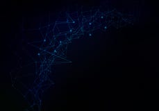 Plexus lines, dots and light beams with light points. Abstract technology, science and engineering background. Depth of field royalty free illustration Plexus lines, dots and light beams with light points. Abstract technology, science and engineering background. Depth of field royalty free illustration