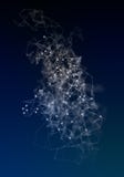 Plexus lines, dots and light beams with light points. Abstract technology, science and engineering background. Depth of field stock illustration Plexus lines, dots and light beams with light points. Abstract technology, science and engineering background. Depth of field stock illustration