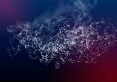Plexus lines, dots and light beams with light points. Abstract technology, science and engineering background. Depth of field stock illustration Plexus lines, dots and light beams with light points. Abstract technology, science and engineering background. Depth of field stock illustration
