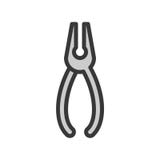 Pliers, handyman and carpenter tool, filled outline icon stock illustration Pliers, handyman and carpenter tool, filled outline icon stock illustration