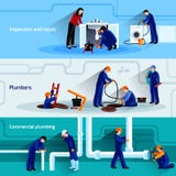 Plombier Banner Set illustration stock Plombier Banner Set illustration stock