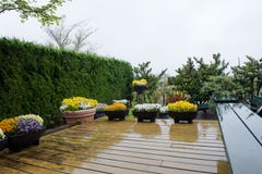 Pluie sur la terrasse la maison images stock Pluie sur la terrasse la maison images stock