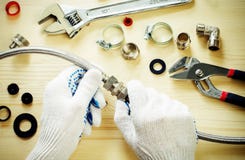 Plumber at work with tools plumbing stock images Plumber at work with tools plumbing stock images