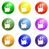 Pneumonia headache icons set vector vector illustration Pneumonia headache icons set vector vector illustration