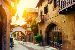 Poble Espanyol - traditional architectures in Barcelona Royalty Free Stock Photography Poble Espanyol - traditional architectures in Barcelona Royalty Free Stock Photography