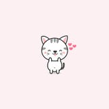 Poco gato con los corazones rosados stock de ilustración Poco gato con los corazones rosados stock de ilustración