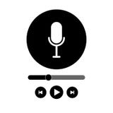 Podcast radio icon illustration set. Studio table microphone with broadcast text on air. Webcast audio record concept logo vector illustration Podcast radio icon illustration set. Studio table microphone with broadcast text on air. Webcast audio record concept logo vector illustration