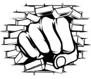Poing de poinçon par le mur de briques illustration libre de droits Poing de poinçon par le mur de briques illustration libre de droits