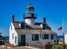 Point Pinos Flag at Half Mast for Thousand Oaks Mass Shooting royalty free stock photos Point Pinos Flag at Half Mast for Thousand Oaks Mass Shooting royalty free stock photos