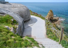 German bunker guarding Point du Hoc, Normandy, France. stock photo German bunker guarding Point du Hoc, Normandy, France. stock photo