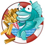 Poisson-frites de bande dessinée. illustration libre de droits Poisson-frites de bande dessinée. illustration libre de droits