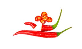 Poivre de piment de rouge de vue supérieure de plan rapproché avec découpé en tranches sur le backgroun blanc photos libres de droits Poivre de piment de rouge de vue supérieure de plan rapproché avec découpé en tranches sur le backgroun blanc photos libres de droits