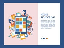 Pojęcie homeschooling Emblemat uczy kogoś dla dużych rodzin dom również zwrócić corel ilustracji wektora royalty ilustracja Pojęcie homeschooling Emblemat uczy kogoś dla dużych rodzin dom również zwrócić corel ilustracji wektora royalty ilustracja