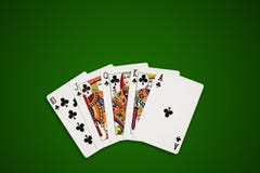 Poker Cards On Green, Clipping Path. Stock Images