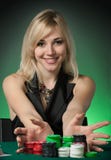 Poker Player In Casino With Cards And Chip Royalty Free Stock Image Poker Player In Casino With Cards And Chip Royalty Free Stock Image