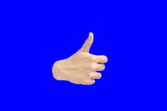 polegar da mão acima no fundo azul fotografia de stock polegar da mão acima no fundo azul fotografia de stock