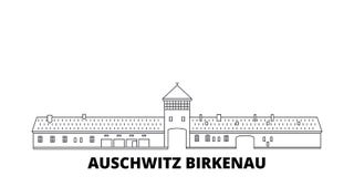 Polen, van de de lijnreis van Auschwitz Birkenau de horizonreeks Polen, van de het overzichtsstad van Auschwitz Birkenau de vecto vector illustratie Polen, van de de lijnreis van Auschwitz Birkenau de horizonreeks Polen, van de het overzichtsstad van Auschwitz Birkenau de vecto vector illustratie