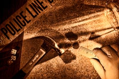 Police CSI Investigator Hand At Murder Crime Scene Royalty Free Stock Photography Police CSI Investigator Hand At Murder Crime Scene Royalty Free Stock Photography