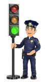 police 3D avec un feu de signalisation en vert illustration libre de droits police 3D avec un feu de signalisation en vert illustration libre de droits