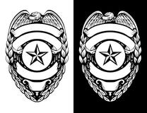 Police, Sheriff,  Law Enforcement Badge Isolated Vector Illustration in both Black Line Art and White Versions