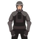 Policía en la armadura, ejemplo del vector, estilo plano libre illustration Policía en la armadura, ejemplo del vector, estilo plano libre illustration