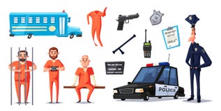 Policía y prisión Ilustración del vector de la historieta stock de ilustración Policía y prisión Ilustración del vector de la historieta stock de ilustración