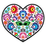 Polish Folk Art Art Heart Embroidery With Flowers - Wzory Lowickiee Stock Image Polish Folk Art Art Heart Embroidery With Flowers - Wzory Lowickiee Stock Image